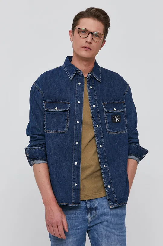 granatowy Calvin Klein Jeans Koszula jeansowa J30J318446.4890 Męski