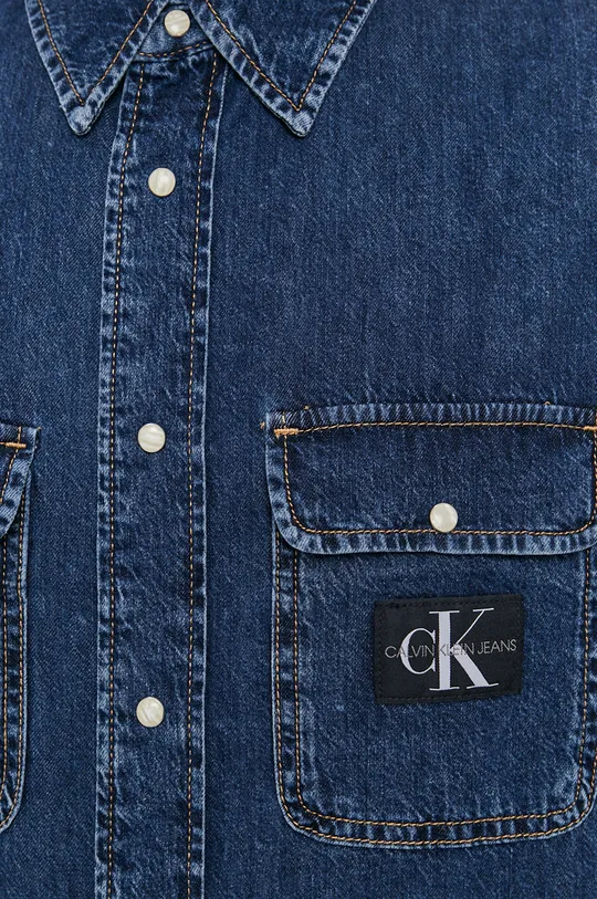 Rifľová košeľa Calvin Klein Jeans tmavomodrá