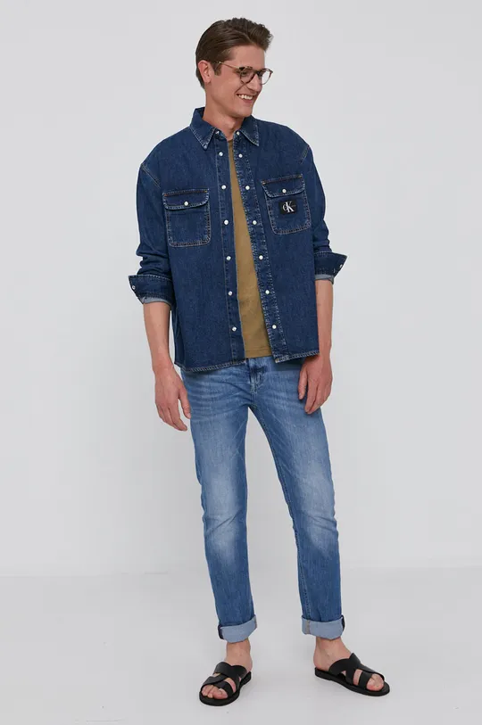 Rifľová košeľa Calvin Klein Jeans  100% Bavlna