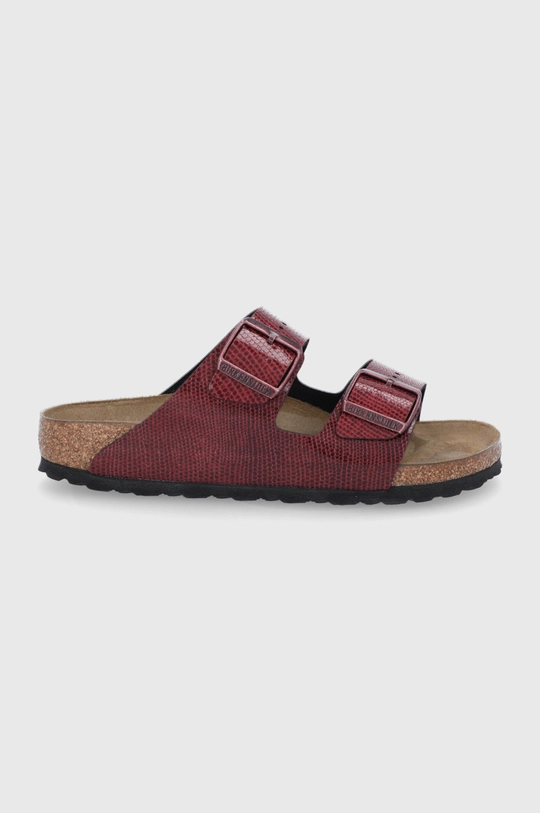 bordowy Birkenstock Klapki skórzane Damski