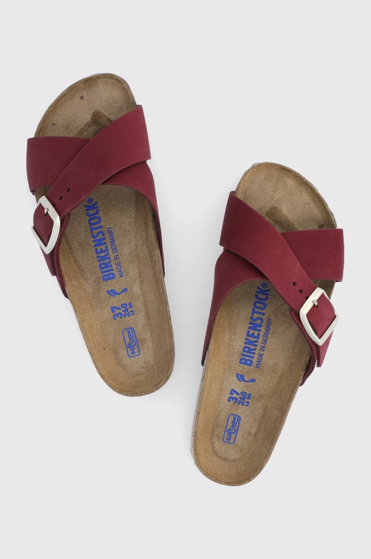 Замшевые шлепанцы Birkenstock 1020628.Maroon бордо