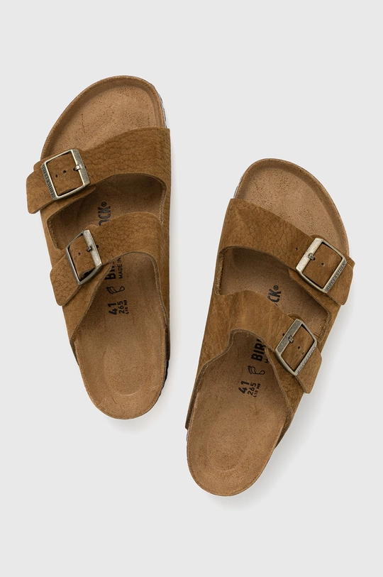 Шкіряні шльопанці Birkenstock коричневий