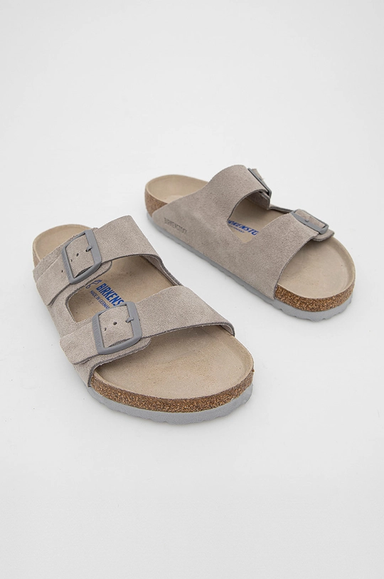 Birkenstock papucs velúrból szürke