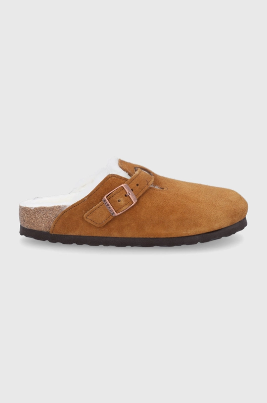 brązowy Birkenstock Kapcie zamszowe Boston Unisex