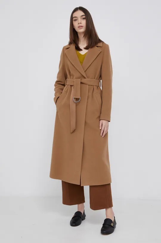 hnedá Vlnený kabát Calvin Klein Dámsky