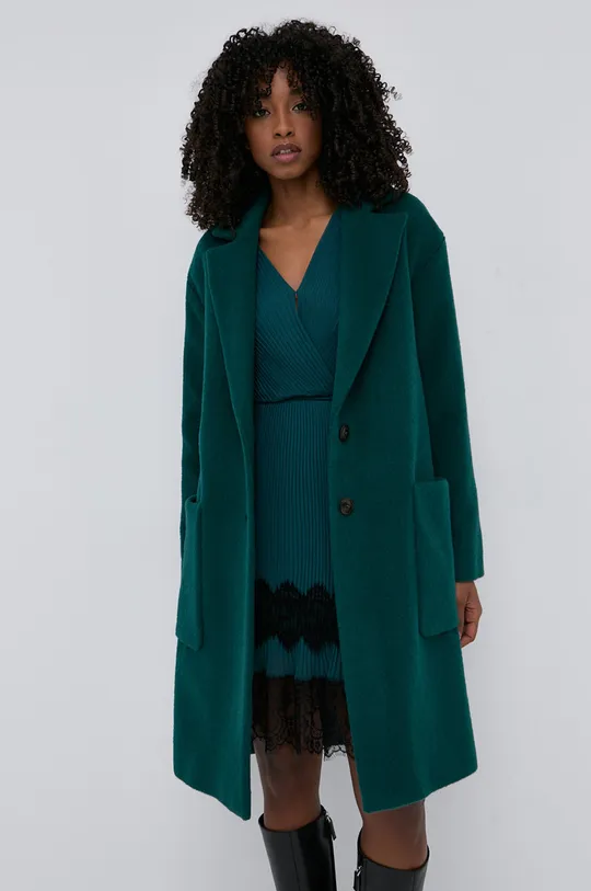 Μάλλινο παλτό Twinset πράσινο