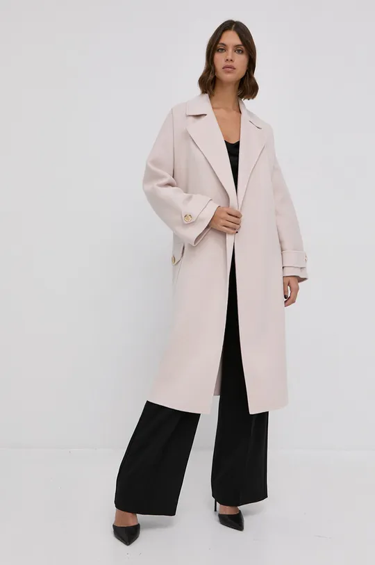 Шерстяное пальто Elisabetta Franchi розовый