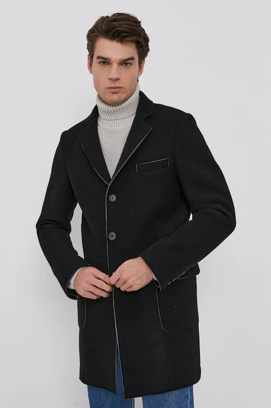 čierna Kabát Karl Lagerfeld Pánsky