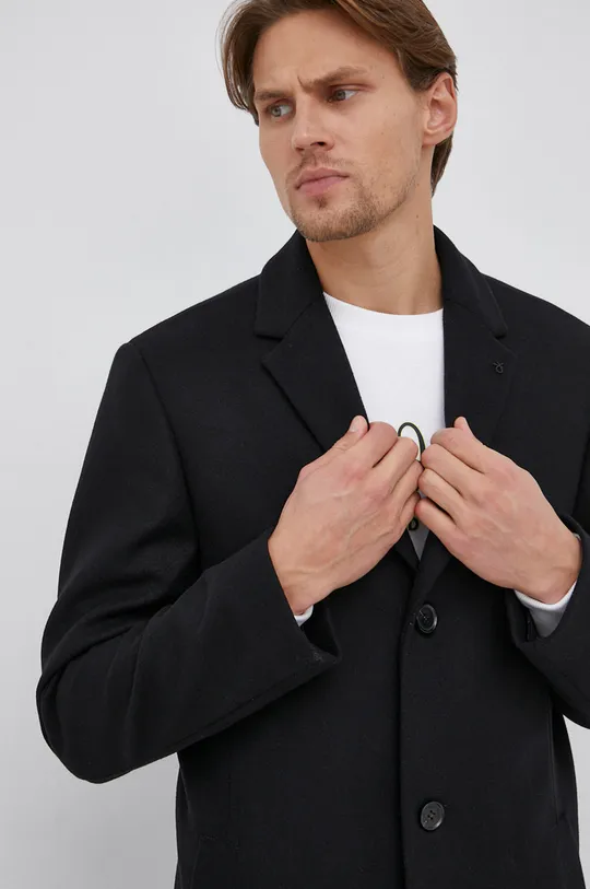 czarny Calvin Klein Płaszcz wełniany