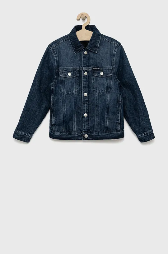 modra Calvin Klein Jeans otroška obojestranska jakna Fantovski