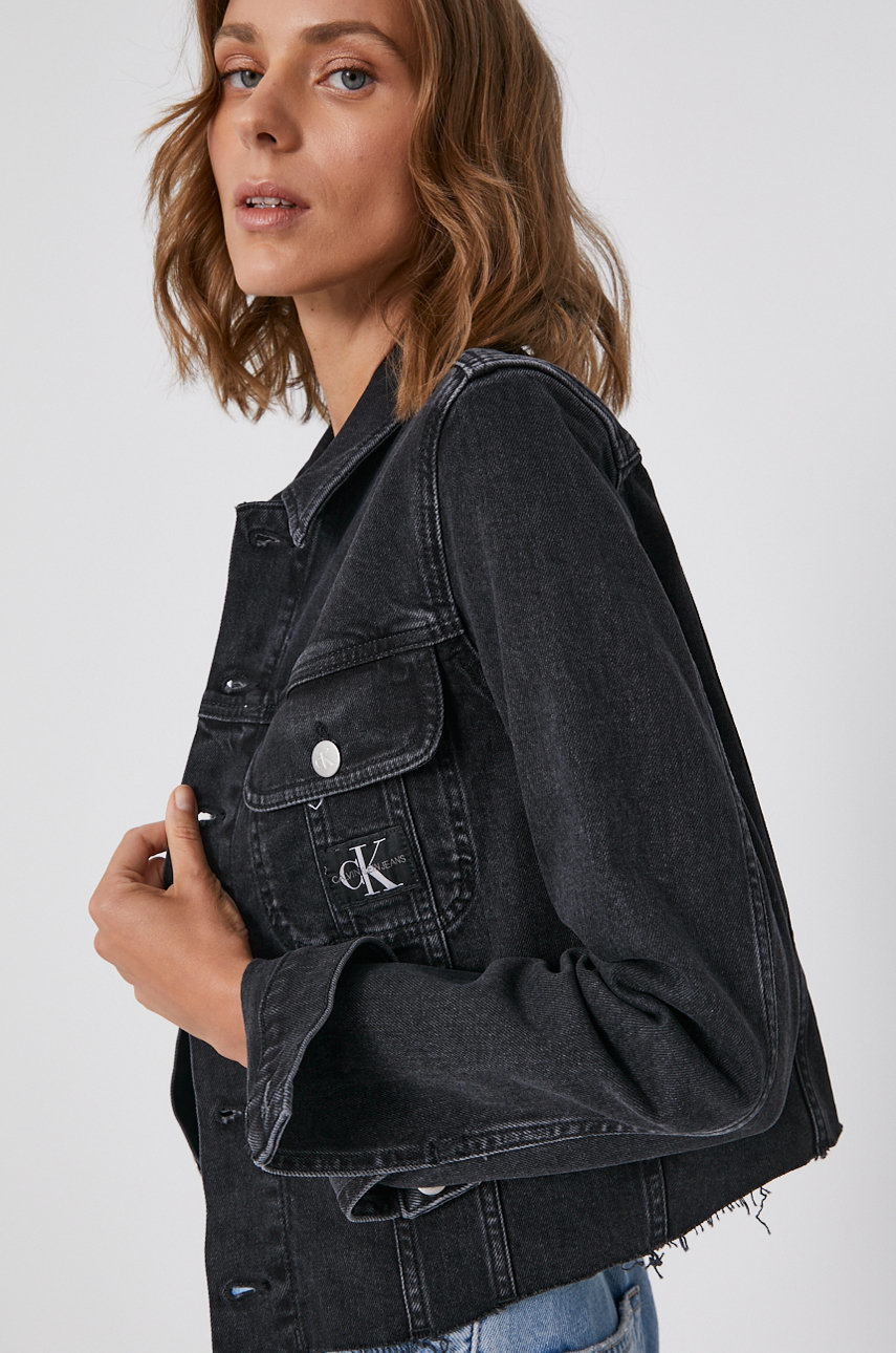 Precondition friendly Experiment Džínová bunda Calvin Klein Jeans dámská, černá barva, přechodná | ANSWEAR.cz Precondition friendly Experiment Džínová bunda Calvin Klein Jeans dámská, černá barva, přechodná | ANSWEAR.cz