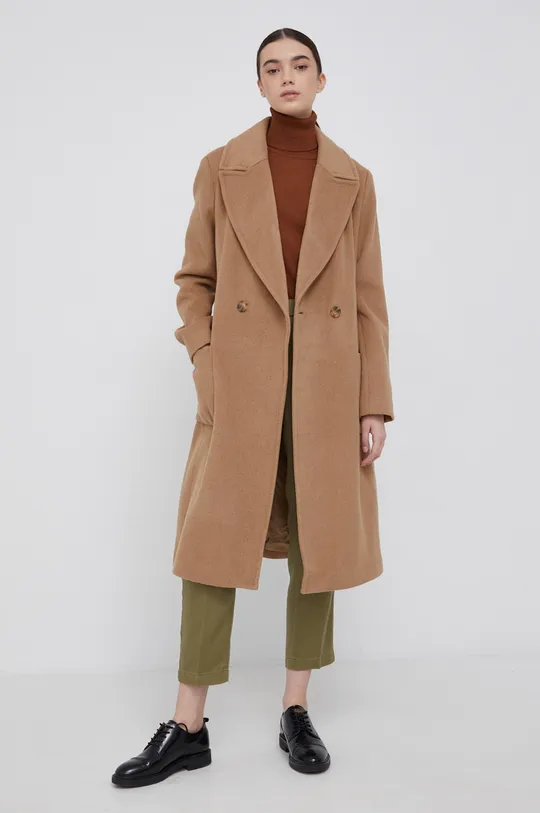 μπεζ Μάλλινο παλτό DKNY Γυναικεία