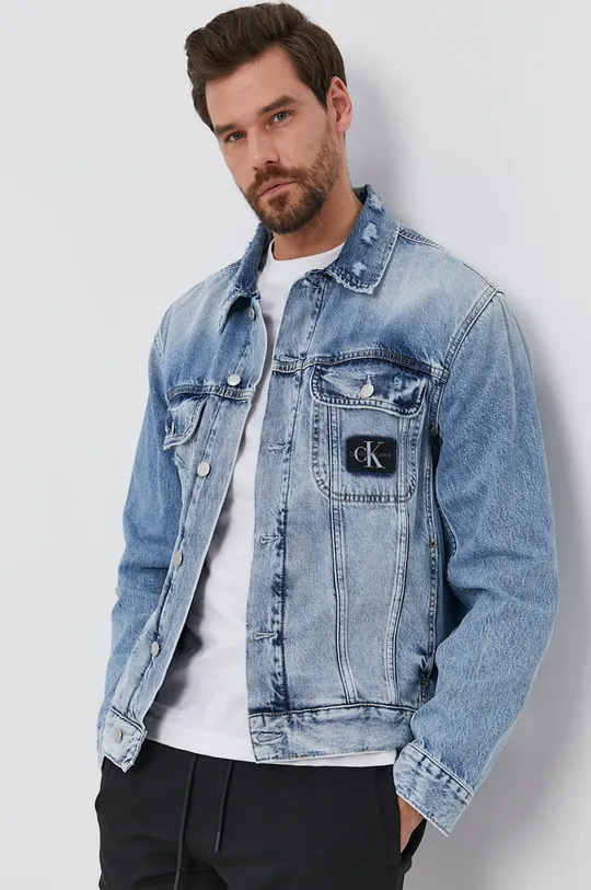 niebieski Calvin Klein Jeans Kurtka jeansowa J30J318386.4890 Męski
