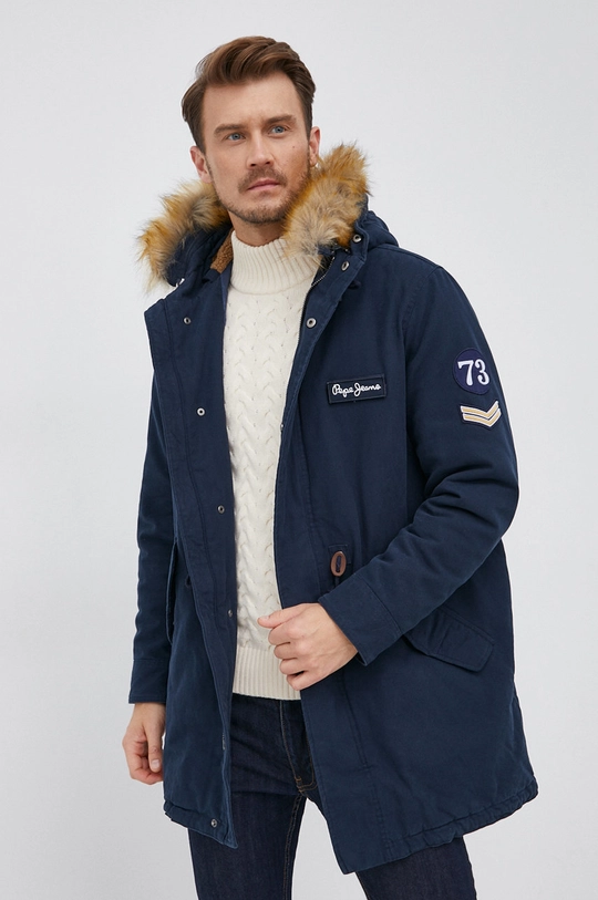 granatowy Pepe Jeans Parka Męski