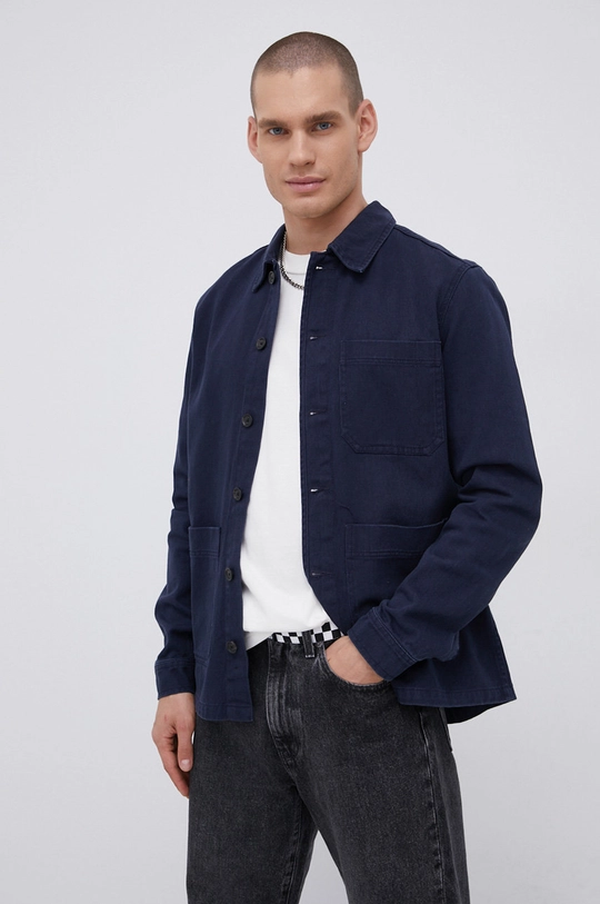 !SOLID camicia in cotone blu navy