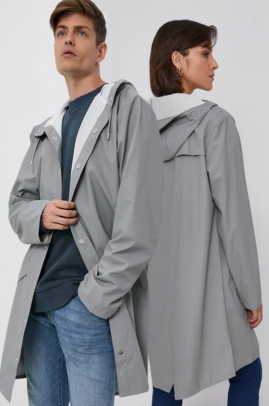 szary Rains Kurtka przeciwdeszczowa 1202 Long Jacket Unisex