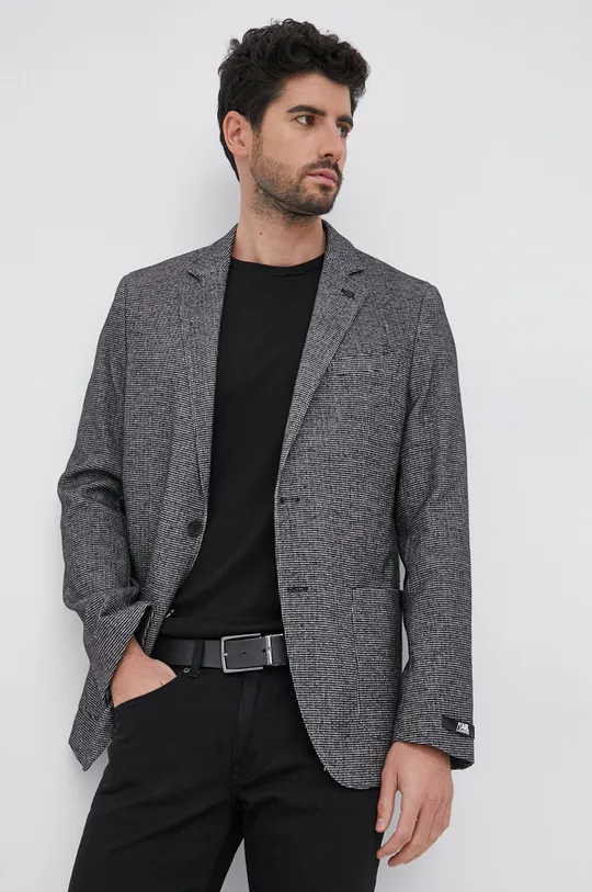 чёрный Пиджак с примесью шерсти Karl Lagerfeld Мужской