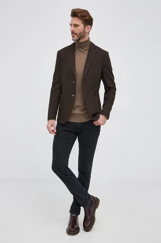 коричневый Пиджак с примесью шерсти Sisley Мужской