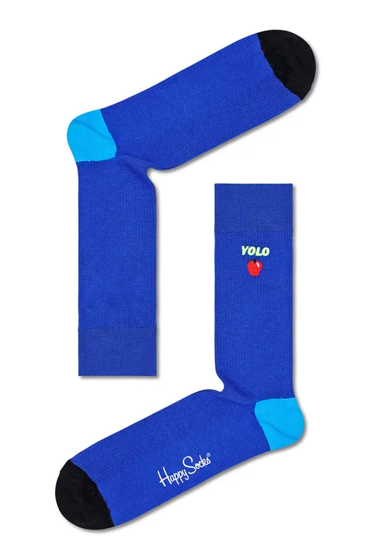 niebieski Happy Socks Skarpetki Ribbed Embroidery Yolo Damski