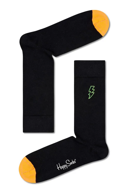 čierna Ponožky Happy Socks Embroidery Lightning Dámsky