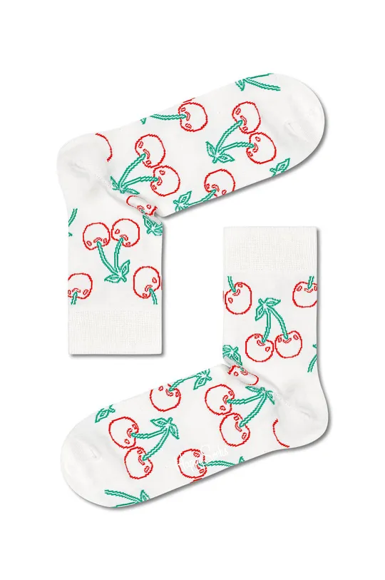 biela Ponožky Happy Socks Cherry Half Crew Dámsky