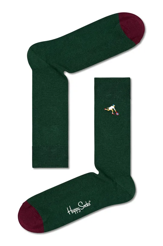 zelená Ponožky Happy Socks Ribbed Embroidery Game Pánsky