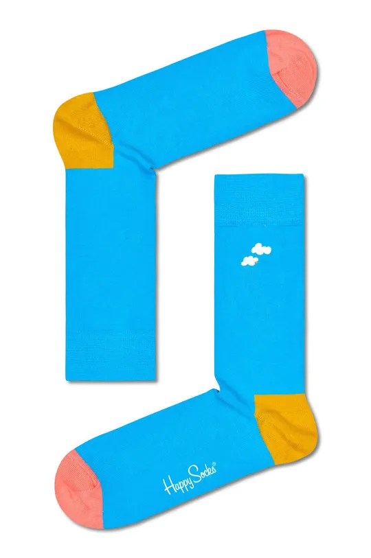modrá Ponožky Happy Socks Embroidery Cloudy Pánsky