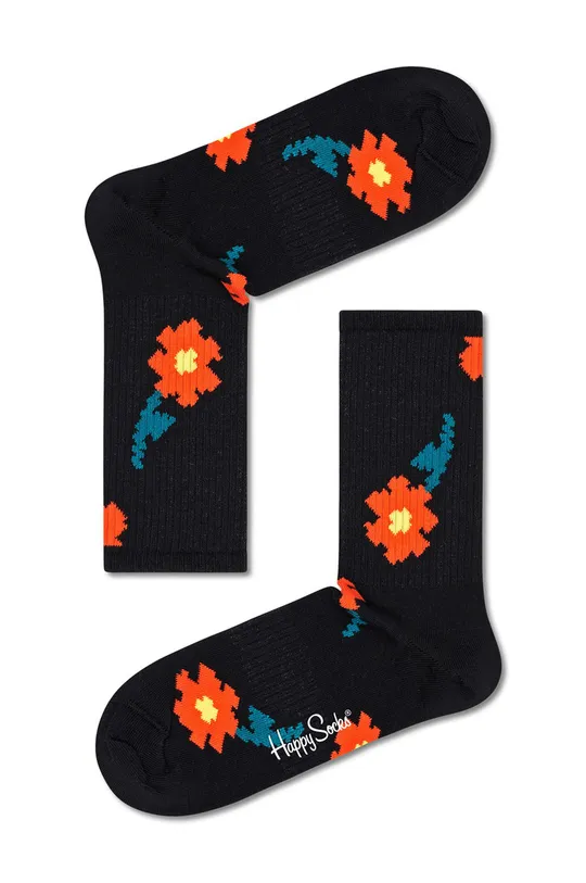czarny Happy Socks Skarpetki Pixle Flower 3/4 Crew Męski