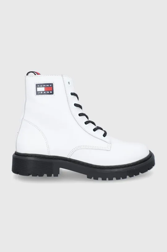 biały Tommy Jeans Workery skórzane EN0EN01537.YBL Damski
