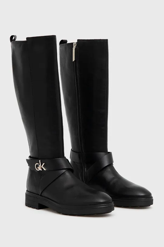 Δερμάτινες μπότες Calvin Klein μαύρο