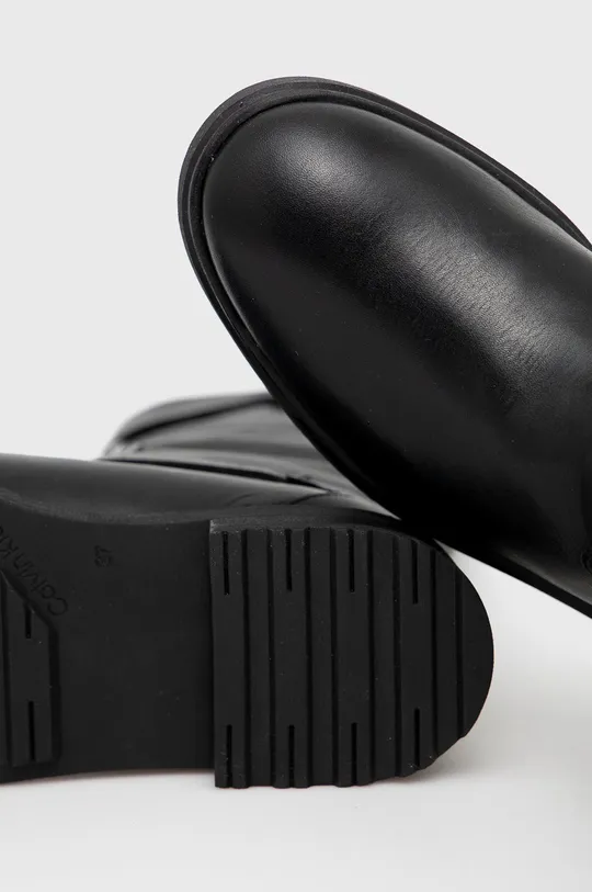 чёрный Кожаные сапоги Calvin Klein