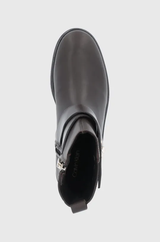 hnedá Kožené členkové topánky Calvin Klein