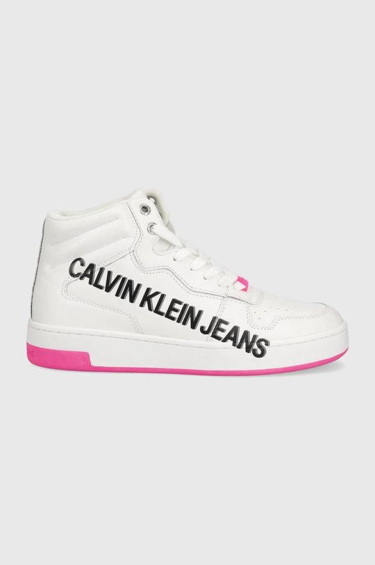 biały Calvin Klein Jeans sneakersy skórzane YW0YW00455 Damski