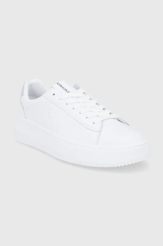 Kožená obuv Calvin Klein Jeans biela