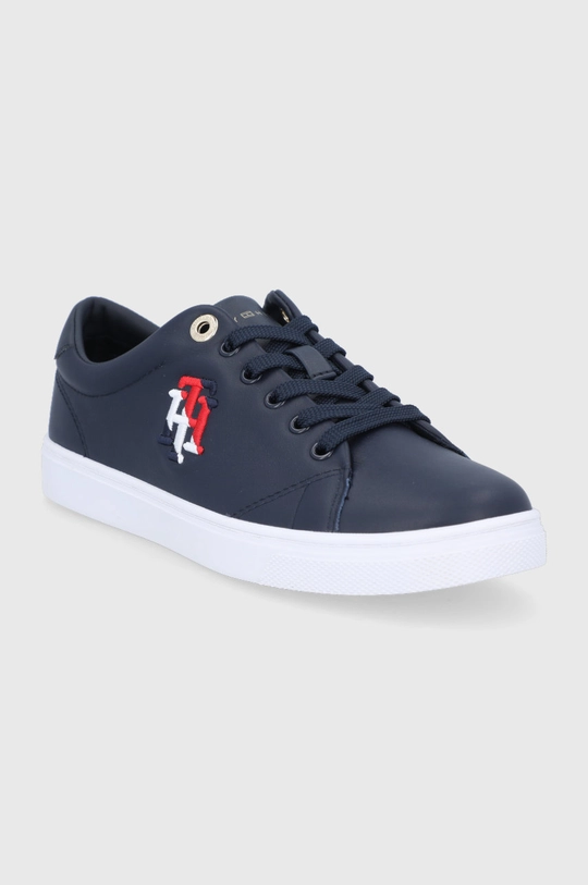 Kožená obuv Tommy Hilfiger tmavomodrá