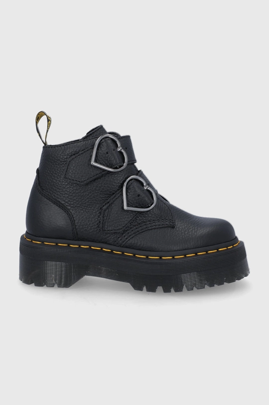 czarny Dr. Martens Botki skórzane Devon Heart Damski