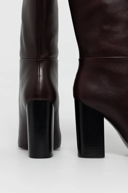 μπορντό Δερμάτινες μπότες Calvin Klein