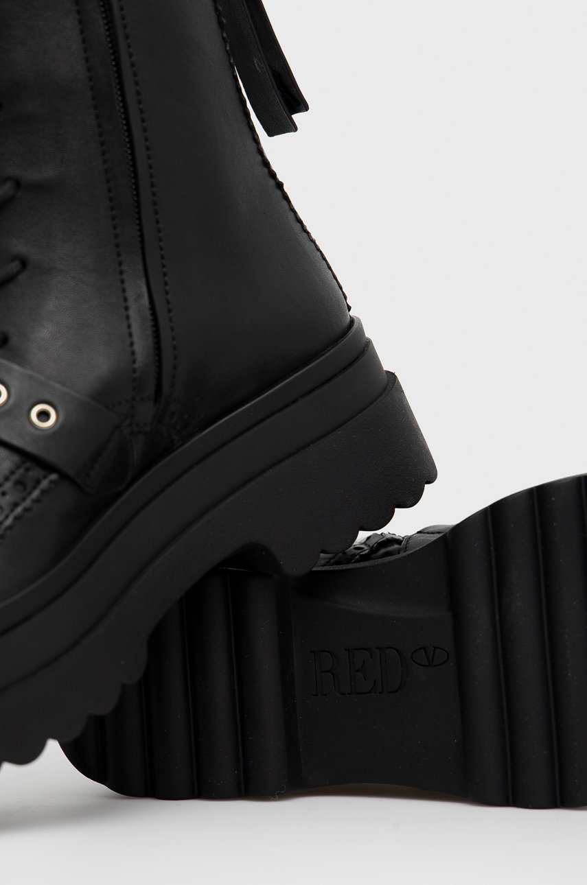 Кожаные полусапоги Red Valentino женские цвет чёрный на платформе ...