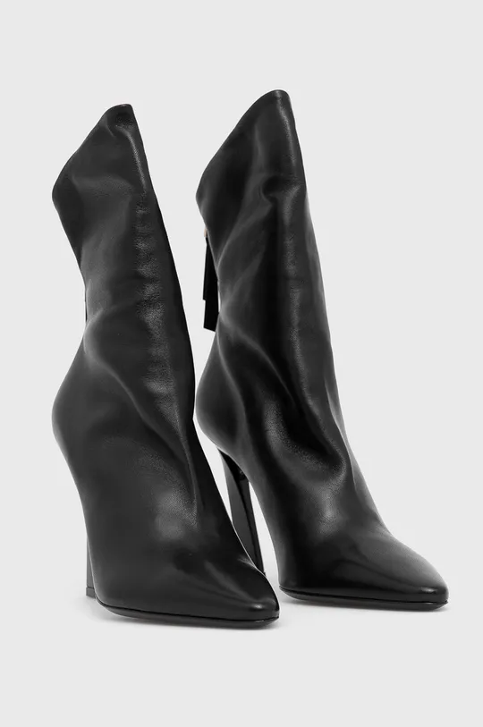 Kožené členkové topánky Emporio Armani čierna