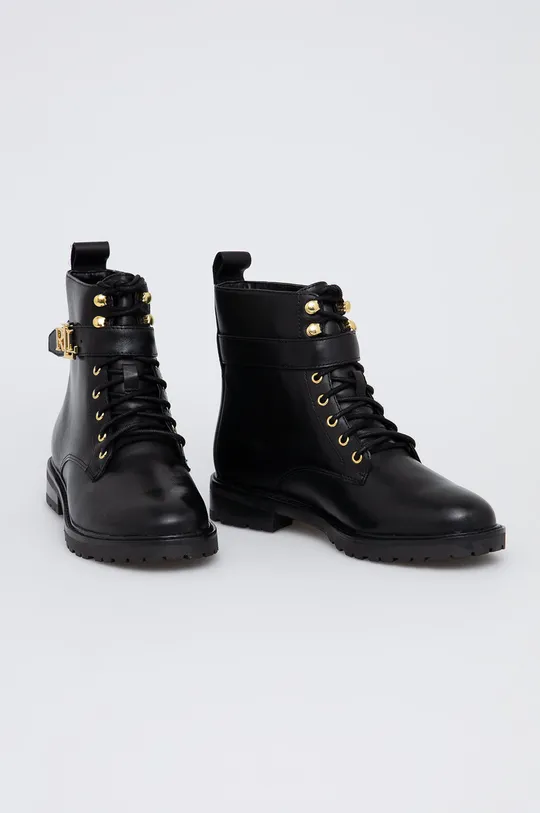 Δερμάτινες μπότες Lauren Ralph Lauren μαύρο