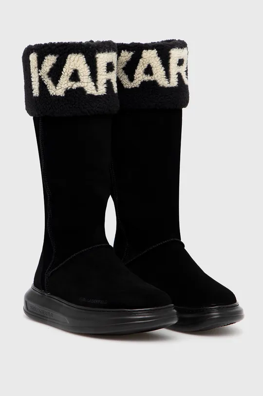 Semišové snehule Karl Lagerfeld KAPRI KOSI čierna
