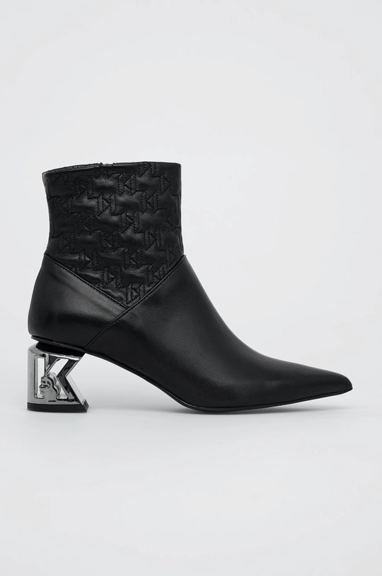 czarny Karl Lagerfeld Botki skórzane KL30661.Black.Lthr Damski