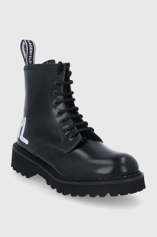 Usnjeni nizki škornji Karl Lagerfeld Troupe črna