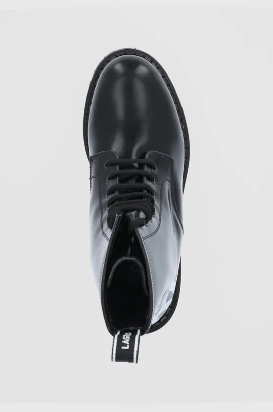 črna Usnjeni nizki škornji Karl Lagerfeld Troupe