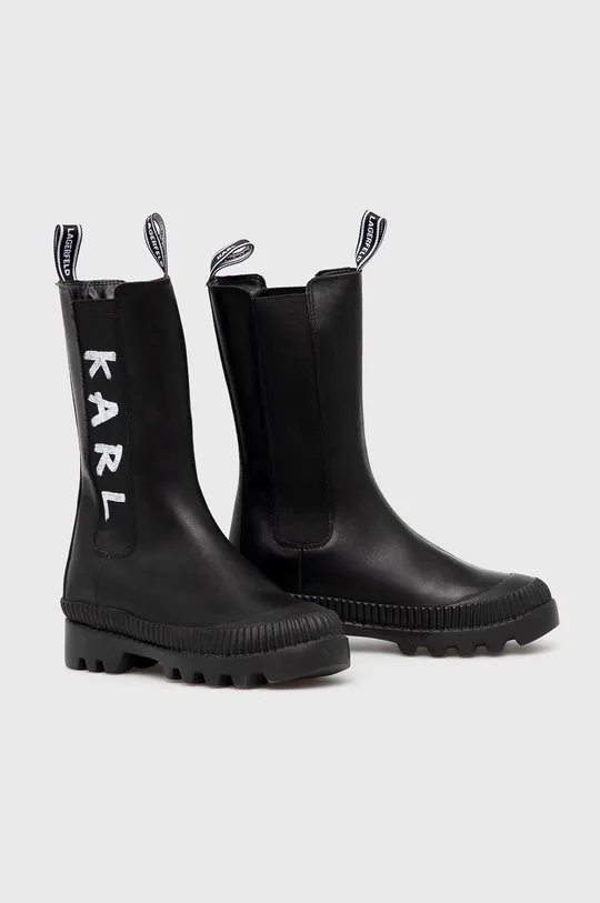 Δερμάτινες μπότες Τσέλσι Karl Lagerfeld μαύρο