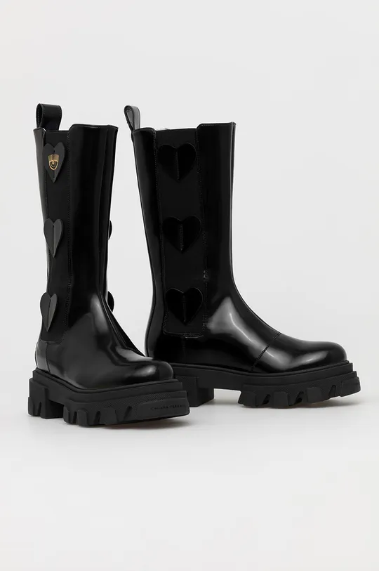 Δερμάτινες μπότες Chiara Ferragni μαύρο