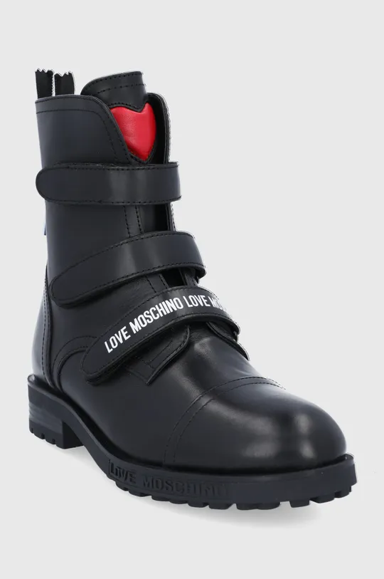 Kožené členkové topánky Love Moschino čierna