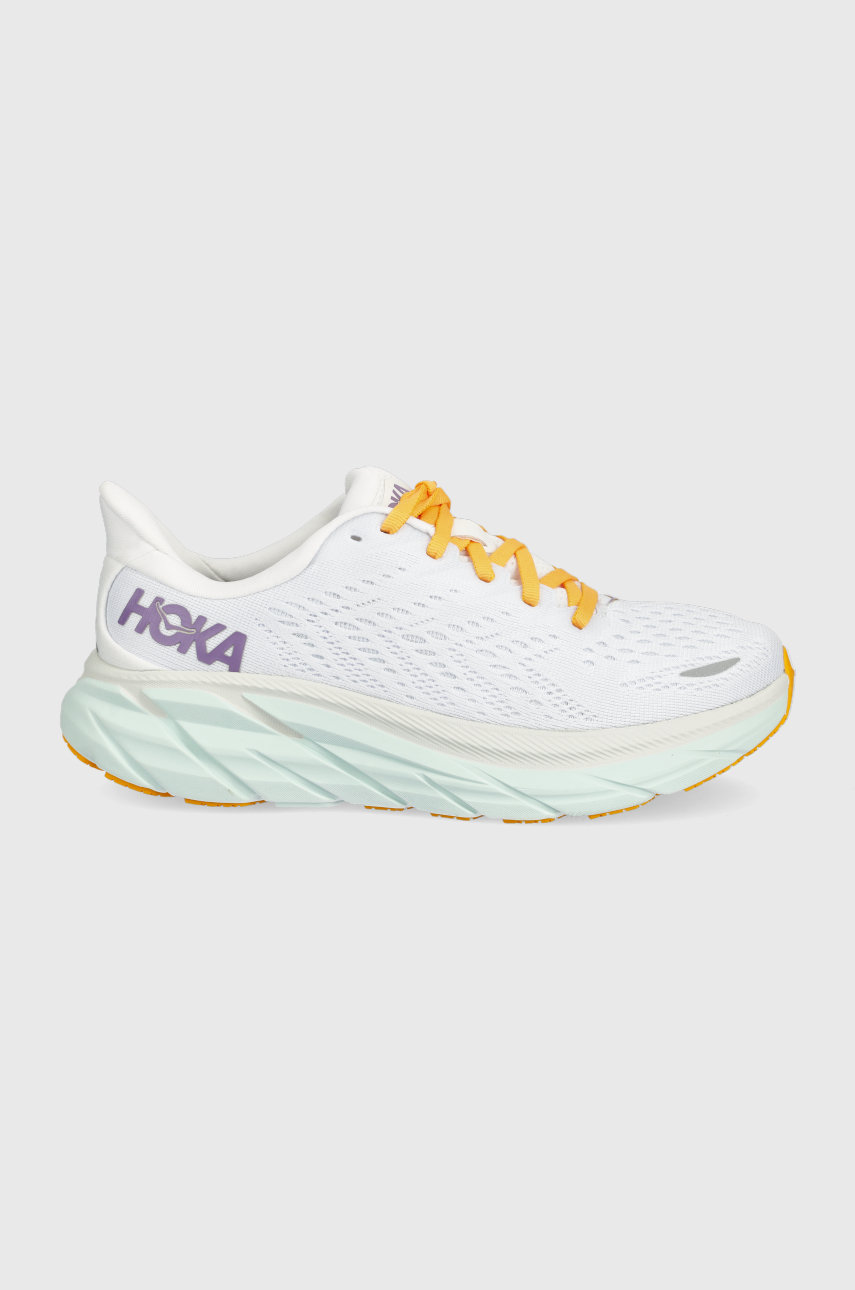 white Hoka One One training shoes clifton 8 Women’s