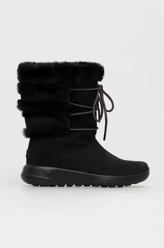 crna čizme za snijeg od brušene kože Skechers Ženski