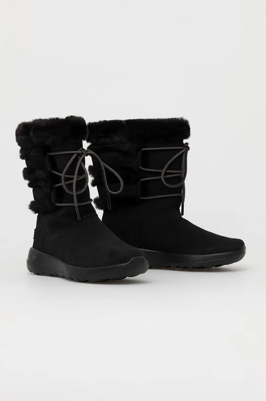 čizme za snijeg od brušene kože Skechers crna